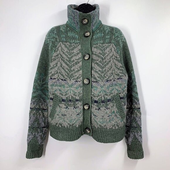 Free People Sweaters - Free People Women's Fair Isle Wool Mock Neck Long Sleeve Cardigan Size XS